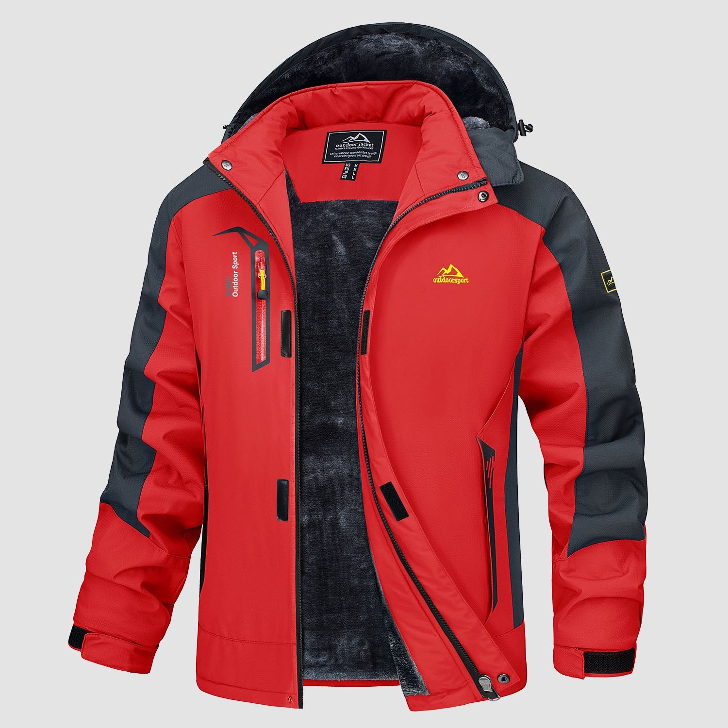 Men's Water Resistant Ski Jacket - Fleece Lined Parka with Pockets