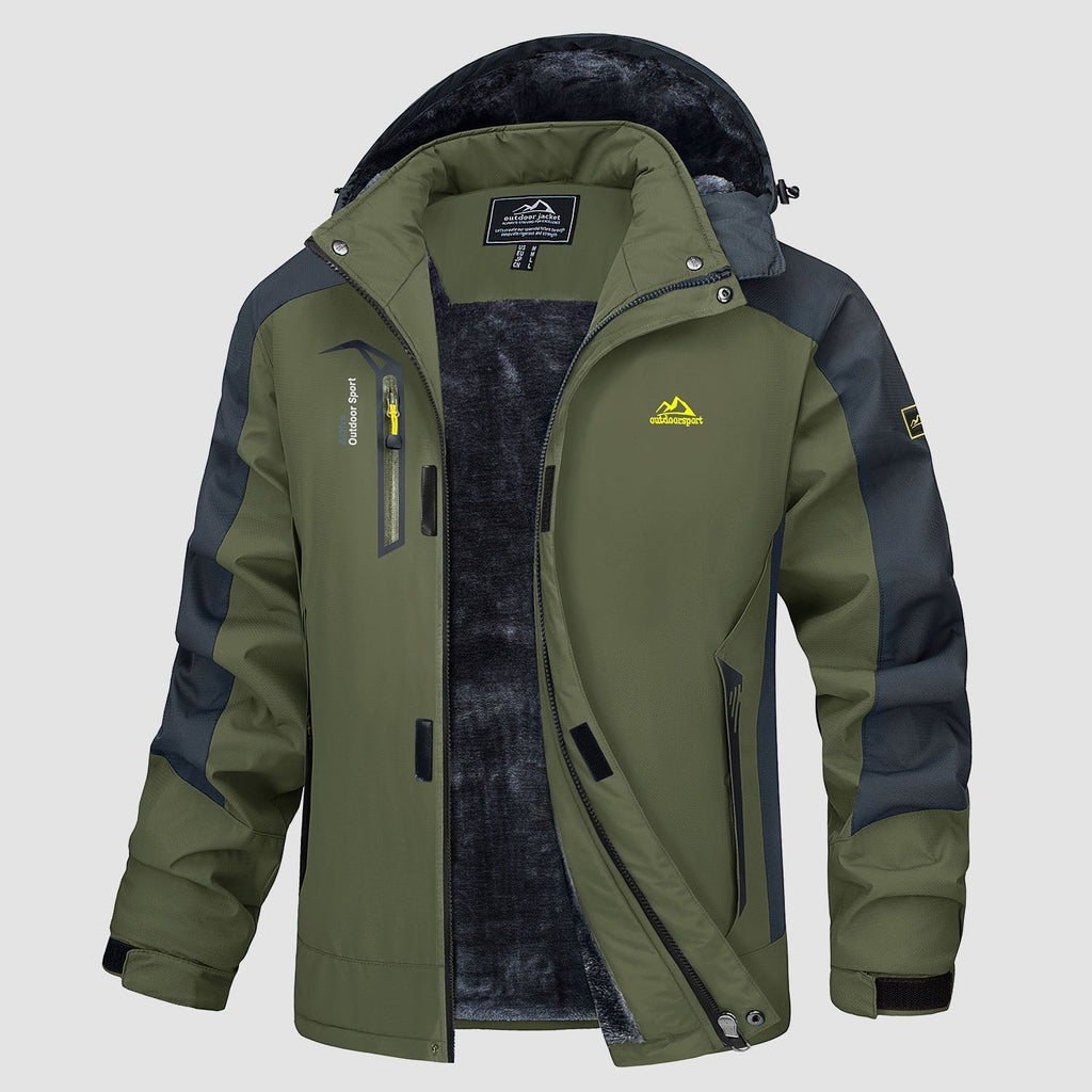 Men's Water Resistant Ski Jacket - Fleece Lined Parka with Pockets