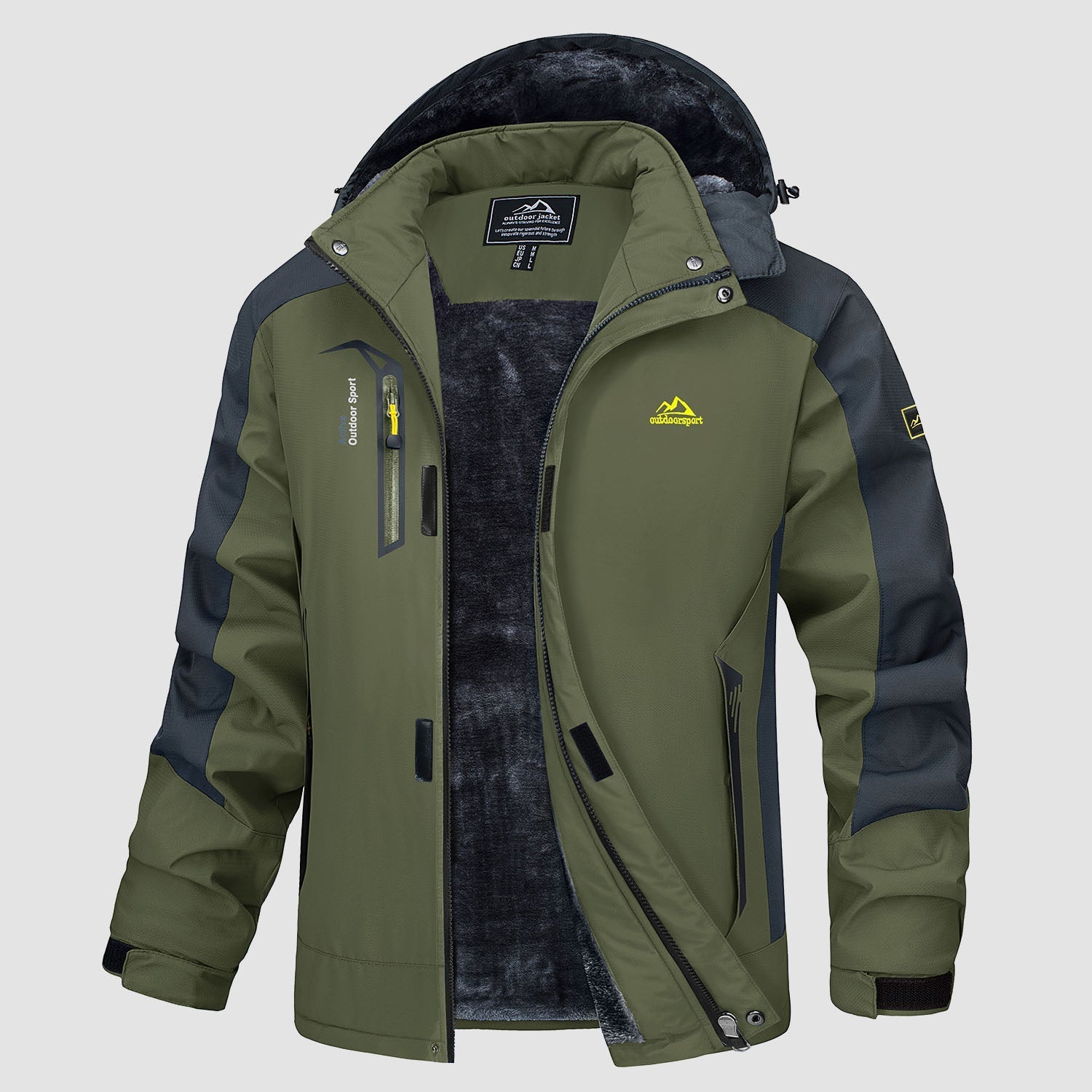 Men's Water Resistant Ski Jacket - Fleece Lined Parka with Pockets