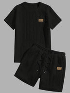 Camiseta de manga curta e shorts com cordão - Marrom, Conjunto de verão