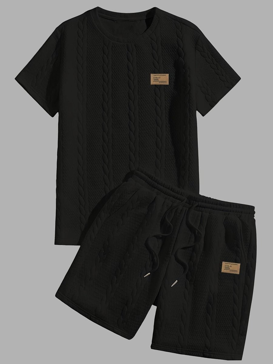 Camiseta de manga curta e shorts com cordão - Marrom, Conjunto de verão