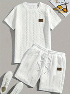 Camiseta de manga curta e shorts com cordão - Marrom, Conjunto de verão