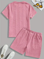 Camiseta de manga curta e shorts com cordão - Marrom, Conjunto de verão
