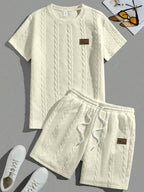 Camiseta de manga curta e shorts com cordão - Marrom, Conjunto de verão